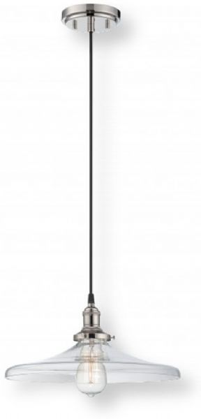 Satco NUVO 60-5407 One-Light Pendant in Polished Nickel with Clear Glass Vintage Lamp Included, Beaker Collection; 120 Volts, 100 Watts; Incandescent lamp type; Type A19 Bulb; Bulb included; UL Listed; Dry Location Safety Rating; Dimensions Height 6.75 Inches adjustable X Width 14 Inches; Weight 5.00 Pounds; UPC 045923654077 (SATCO NUVO605407 SATCO NUVO60-5407 SATCONUVO 60-5407 SATCONUVO60-5407 SATCO NUVO 605407 SATCO NUVO 60 5407)