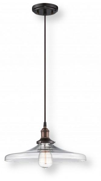 Satco NUVO 60-5507 One-Light Pendant Lighting Fixture in Rustic Bronze with Clear Glass Shade and Vintage Light Bulb, Vintage Collection; 120 Volts, 100 Watts; Incandescent lamp type; Type A19 Bulb; Bulb included; UL Listed; Dry Location Safety Rating; Dimensions Height 6.75 Inches X Width 14 Inches; Weight 3.00 Pounds; UPC 045923655074 (SATCO NUVO605507 SATCO NUVO60-5507 SATCONUVO 60-5507 SATCONUVO60-5507 SATCO NUVO 605507 SATCO NUVO 60 5507)		