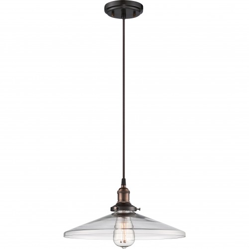 Satco NUVO 60-5508 One-Light Pendant Lighting Fixture in Rustic Bronze with Clear Glass Shade and Vintage Light Bulb, Vintage Collection; 120 Volts, 100 Watts; Incandescent lamp type; Type A19 Bulb; Bulb included; UL Listed; Dry Location Safety Rating; Dimensions Height 6.375 Inches X Width 14 Inches; Weight 3.00 Pounds; UPC 045923655081 (SATCO NUVO605508 SATCO NUVO60-5508 SATCONUVO 60-5508 SATCONUVO60-5508 SATCO NUVO 605508 SATCO NUVO 60 5508)		