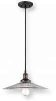 Satco NUVO 60-5516 One-Light Pendant Lighting Fixture in Rustic Bronze with Clear Ribbed Glass Shade and Vintage Light Bulb, Vintage Collection; 120 Volts, 100 Watts; Incandescent lamp type; Type A19 Bulb; Bulb included; UL Listed; Dry Location Safety Rating; Dimensions Height 6 Inches X Width 14 Inches; Weight 3.00 Pounds; UPC 045923655166 (SATCO NUVO605516 SATCO NUVO60-5516 SATCONUVO 60-5516 SATCONUVO60-5516 SATCO NUVO 605516 SATCO NUVO 60 5516)		 