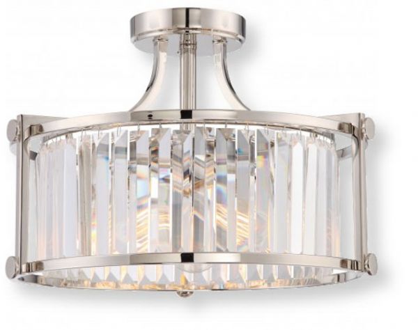 Satco NUVO 60-5763 Three-Light Crystal Semi Flush Fixture with 60W Vintage Lamps Included in Polished Nickel, Krys Collection; 120 Volts, 60 Watts; 720 Lumen Output; Incandescent lamp type; ST19 Bulb; Bulb included; UL Listed; Dry Location Safety Rating; Dimensions Height 12.125 Inches X Width 17.75 Inches; Weight 7.00 Pounds; UPC 045923657634 (SATCO NUVO605763 SATCO NUVO60-5763 SATCONUVO 60-5763 SATCONUVO60-5763 SATCO NUVO 605763 SATCO NUVO 60 5763)
