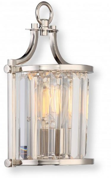 Satco NUVO 60-5766 One-Light Crystal Wall Sconce with 60 Watt Vintage Lamp Included in Polished Nickel, Krys Collection; 120 Volts, 60 Watts; Incandescent lamp type; ST19 Bulb; Bulb included; UL Listed; Dry Location Safety Rating; Dimensions Depth 4.75 Inches X Height 12.75 Inches X Width 8.25 Inches; Weight 4.00 Pounds; UPC 045923657665 (SATCO NUVO605766 SATCO NUVO60-5766 SATCONUVO 60-5766 SATCONUVO60-5766 SATCO NUVO 605766 SATCO NUVO 60 5766)