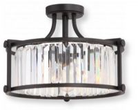 Satco NUVO 60-5773 Three-Light Crystal Semi Flush Fixture with 60 Watt Vintage Lamps Included in Aged Bronze, Krys Collection; 120 Volts, 60 Watts; Incandescent lamp type; ST19 Bulb; Bulb included; 720 Lumen power output; UL Listed; Dry Location Safety Rating; Dimensions Height 12.125 Inches X Width 17.75 Inches; Weight 7.00 Pounds; UPC 045923657733 (SATCO NUVO605773 SATCO NUVO60-5773 SATCONUVO 60-5773 SATCONUVO60-5773 SATCO NUVO 605773 SATCO NUVO 60 5773) 