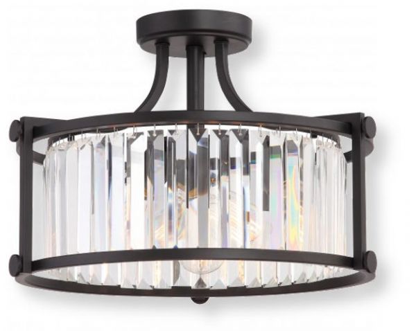 Satco NUVO 60-5773 Three-Light Crystal Semi Flush Fixture with 60 Watt Vintage Lamps Included in Aged Bronze, Krys Collection; 120 Volts, 60 Watts; Incandescent lamp type; ST19 Bulb; Bulb included; 720 Lumen power output; UL Listed; Dry Location Safety Rating; Dimensions Height 12.125 Inches X Width 17.75 Inches; Weight 7.00 Pounds; UPC 045923657733 (SATCO NUVO605773 SATCO NUVO60-5773 SATCONUVO 60-5773 SATCONUVO60-5773 SATCO NUVO 605773 SATCO NUVO 60 5773)
