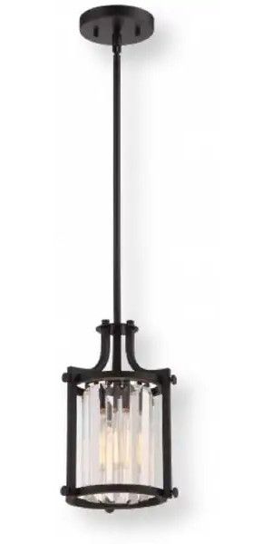 Satco NUVO 60-5774 One-Light Crystal Mini Pendant with 60 Watt Vintage Lamp Included in Aged Bronze, Krys Collection; 120 Volts, 60 Watts; 240 Lumen Output; Incandescent lamp type; ST19 Bulb; Bulb included; UL Listed; Dry Location Safety Rating; Dimensions Height 50.25 Inches X Width 7.875 Inches; Weight 4.00 Pounds; UPC 045923657740 (SATCO NUVO605774 SATCO NUVO60-5774 SATCONUVO 60-5774 SATCONUVO60-5774 SATCO NUVO 605774 SATCO NUVO 60 5774)