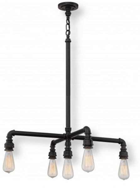 Satco NUVO 60-5795 Five-Light Hanging Fixture in Industrial Bronze, Iron Collection; 120 Volts, 60 Watts; Incandescent lamp type; ST19 Bulb; Bulb included; 1200 Lumen Output; UL Listed; Dry Location Safety Rating; Dimensions Height 27 Inches X Width 27 Inches; Weight 7.00 Pounds; UPC 045923657955 (SATCO NUVO605795 SATCO NUVO60-5795 SATCONUVO 60-5795 SATCONUVO60-5795 SATCO NUVO 605795 SATCO NUVO 60 5795)