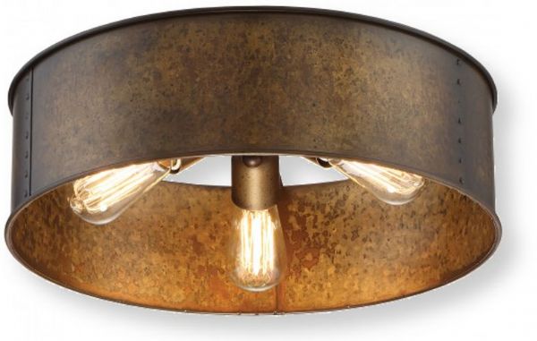 Satco NUVO 60-5893 Three-Light Flush Fixture with 60 Watt Vintage Lamps Included in Weathered Brass, Kettle Collection; 120 Volts, 60 Watts; Incandescent lamp type; Type ST19 Bulb; Bulb included; UL Listed; Dry Location Safety Rating; Dimensions Height 5 Inches X Width 17 Inches; Weight 4.00 Pounds; UPC 045923658938 (SATCO NUVO605893 SATCO NUVO60-5893 SATCONUVO 60-5893 SATCONUVO60-5893 SATCO NUVO 605893 SATCO NUVO 60 5893)