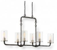 Satco NUVO 60-6124 Six-Light Pendant in Iron Black with Brushed Nickel, Sherwood Collection; 120 Volts, 60 Watts; Incandescent lamp type; Type T9 Bulb; Bulb included; 960 Lumen output power; UL Listed; Dry Location Safety Rating; Dimensions Length 38 Inches X Height 24 Inches X Width 14 Inches; Weight 8.00 Pounds; UPC 045923661242 (SATCO NUVO606124 SATCO NUVO60-6124 SATCONUVO 60-6124 SATCONUVO60-6124 SATCO NUVO 606124 SATCO NUVO 60 6124)	 