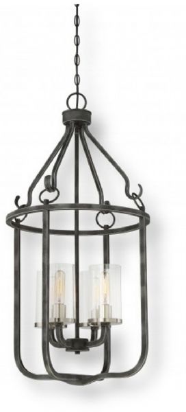 Satco NUVO 60-6127 Four-Light Cage Pendant in Iron Black with Brushed Nickel, Sherwood Collection; 120 Volts, 40 Watts; Incandescent lamp type; Type T9 Bulb; Bulb included; 640 Lumen output power; UL Listed; Dry Location Safety Rating; Dimensions Height 35.5 Inches X Width 17 Inches; 48 Inch Chain; Weight 6.00 Pounds; UPC 045923661273 (SATCO NUVO606127 SATCO NUVO60-6127 SATCONUVO 60-6127 SATCONUVO60-6127 SATCO NUVO 606127 SATCO NUVO 60 6127)	