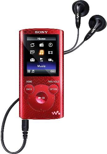 Sony NWZ-E384/RED Video Walkman MP3 Player, Red; Compact design with 8GB internal memory; 1.77