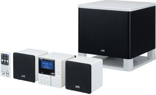 JVC NXPS1 Audio System with iPod Connect, 50W total power output, Compatible with iPod Nano, iPod Mini, Supports 4th generation ipods, iPod Video, Supports 5th generation ipods, Plays MP3s, 2.1 Channel Speaker Sound Capability, 2 Speakers;  Stereo Speaker Type; 3.0