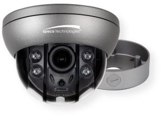Speco Technologies O4FD5M 4 MP IP FIT Dome Motorized Camera; Dark Gray; 2.8-12mm motorized lens; Flexible Intensifier Technology to fit any lighting application; Supports up to 4MP in 16:9 widescreen format; Motorized lens with auto focus; Adaptive IR LEDs reduce IR saturation; IR Range: 65 (depending on scene reflection); UPC 030519021890 (O4FD5M O4FD-5M O4FD5MCAMERA O4FD5M-CAMERA O4FD5MSPECOTECHNOLOGIES O4FD5M-SPECOTECHNOLOGIES)