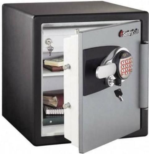 Sentry Safe OA3821 Fire-Safe Electronic, 1.2 ft Capacity, Adjustable Shelves, Electronic Lock Type, 6 x Live-locking Bolts, Door Pocket Features, Gunmetal Gray Color, Metal Handle Material, Advanced LCD electronic lock system with backlit keypad, programmable PIN access and tubular key lock, Key rack and compartment for small items, Holds standard and A-4 size papers, folders and binders (OA-3821 OA 3821 SentrySafe)
