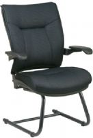 Office Star 3705 Space Black Deluxe Mesh Visitors Chair, Thick Padded Contour Seat and Back with Built-in Lumbar Support, Black Deluxe Mesh Fabric, Cantilever Arms with Soft PU Pads, Heavy Duty Metal Sled Base (OFFICESTAR3705 OFFICESTAR-3705 OFFICE3705 OfficeStar) 