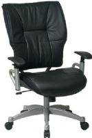 Office Star 3901 Space Leather Managers Chair, Thick Padded Contour Seat and Back with Built-in Lumbar Support, One Touch Pneumatic Seat Height Adjustment, 2-to-1 Synchro Tilt Control with Adjustable Tilt Tension and Tilt Lock, Top Grain Leather, Height Adjustable Arms with PU Pads, Heavy Duty Platinum Finish Base with Oversized Dual Wheel Carpet Casters (OFFICESTAR3901 OFFICESTAR-3901 OFFICE901 OfficeStar) 