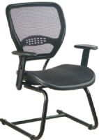 Office Star 5565 Space Air Grid Seat & Back Deluxe Visitors Chair, Breathable Air Grid Seat and Back with Built-in Lumbar Support, Height Adjustable Angled Arms with Soft PU Pads, Heavy Duty Sled Base (OFFICESTAR5565 OFFICESTAR-5565 OfficeStar) 