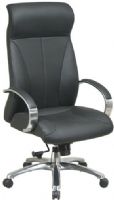 Office Star 8000 Pro-Line II Deluxe High Back Executive Leather Chair, Contour Seat and Back with Built-in Lumbar Support, One Touch Pneumatic Seat Height Adjustment, Locking Mid Pivot Knee Tilt Control with Adjustable Tilt Tension, Top Grain Leather, Padded Polished Aluminum Arms, Polished Aluminum Base with Oversized Dual Wheel Carpet Casters (OFFICESTAR8000 OFFICESTAR-8000 OFFICE8000 OfficeStar) 