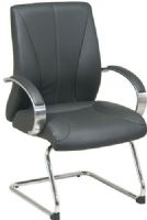 Office Star 8005 Pro-Line II Deluxe Mid Back Executive Leather Visitors Chair, Contour Seat and Back with Built-in Lumbar Support, Top Grain Leather, Padded Polished Aluminum Arms, Polished Aluminum Sled Base (OFFICESTAR8005 OFFICESTAR-8005 OFFICE8005 OfficeStar) 