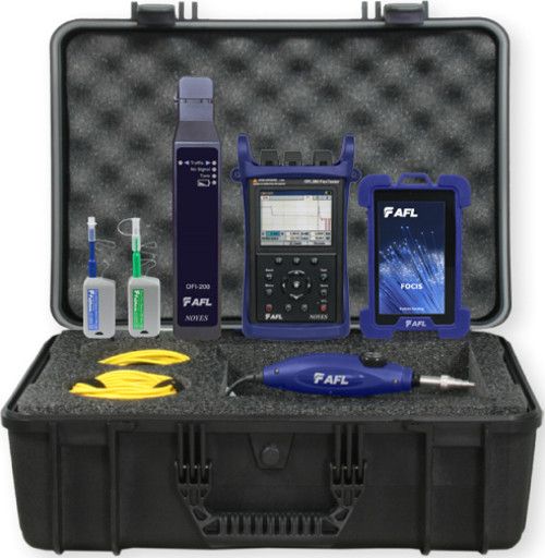 AFL Global OFL280-100U-PRO Model OFL280-100 kit FOCIS PRO, With Cleaning Supplies and Case, UPC Connector; Encircled Flux Compliant with optional mode conditioner; USB port for transfer of stored results; OPM5-2D Power Meter; OLS4 Light Source; MM/SM Fiber Type; 850 1300 1310 1550 nm Loss Measurements (OFL280100U-PRO OFL280-100UPRO OFL280 100U-PRO OFL280-100U PRO OFL280100UPRO OFL280 100U PRO)