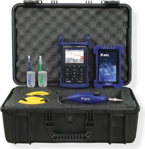 AFL OFL280-103A-PRO Model OFL280-103 FlexTester Hand-held Multifunction OTDR and Loss Test Set With APC inspection Adapter Tips, Blue, Patented in- or out-of-service OTDR testing from a single port, Icon-based LinkMap display with pass/fail for easy network analysis, ServiceSafe live PON detection and OTDR test without service disruption, UPC AFLOFL280103APRO (OFL280103APRO OFL280103A-PRO OFL280-103APRO OFL280 103A PRO OFL280103A PRO OFL280 103APRO OFL280-10X OFL28010X)
