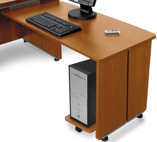 Modern Computer Desk With Mobile CPU Caddy