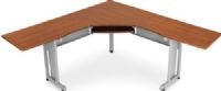 OFM 55177-CHY L Shaped Desk With 24" Deep Top - Size: 72" x 72", Heavy-duty 16-guage steel construction, 6' x 6' L-shaped workstation, 24"D table surface, Sliding keyboard tray, Scratch-resistant powder-coated paint finish on frame, Thermofused melamine finish with self edge, Wire management table top grommet, Leveling glides, Graphite with Black Frame Special Order, Cherry Top Finsih, Silver Frame Color, UPC 811588017188 (55177-CHY 55177 CHY 55177CHY OFM55177CHY OFM-55177-CHY OFM 55177 CHY) 