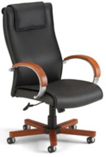 OFM 560-L Apex Executive/Conference Leather Chair with Wood Accents (Hi-Back), Mid-back chair makes a great guest chair or conference chair (OFM560L OFM-560-L OFM560 OFM-560 OFM-560L) 
