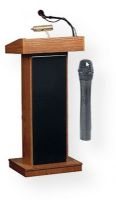 Oklahoma Sound 800x-LWM5-MO The Orator Standard Height Sound System Lectern with LWM-5 Wireless Handheld Microphone, Medium Oak, 40 Watt Built-In Full Amplifier with Technologically Advanced, Perfect for speaking to audiences of up to 2000 people, Four 6” Full Range Speakers, Two Mics and One Aux Iputs (800XLWM5MO 800XLWM5-MO 800X-LWM5MO 800X-LWM5 800X LWM5) 