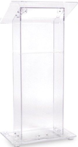 Oklahoma Sound 401S Clear Acrylic Podium with Convenient Shelf, Are made from 1/2 and 3/8 acrylic plexiglass, Shelf 14W x 8D, Very popular in the Evangelical Church, or any modern business setting that calls for an attractive and unique looking podium, 15 x 24 x 46 Inches, 55 lbs. (OKLAHOMASOUND401S OKLAHOMASOUND-401S 401-S 401)
