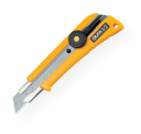 Olfa OL-L2 No-Slip Utility Knife; Tactile rubber insert eliminates hand fatigue and prevents slipping; One snap-off blade included; Both models use OR-LB6B, OR-LB10B, and OR-LB50B blades; Shipping Weight 0.25 lb; Shipping Dimensions 5.75 x 1.25 x 0.5 in; UPC 915116000632 (OLFAOLL2 OLFA-OLL2 OLFA-OL-L2 OLFA/OL/L2 CRAFTS TOOL)
