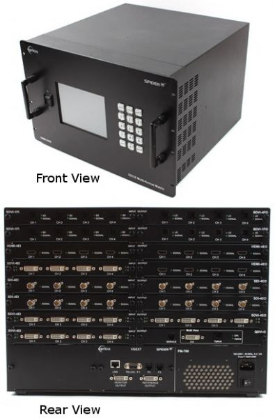 Opticis OMM-2500 Optical Modular Matrix 32X32 DVI/HDMI/SDI/DisplayPort; Up to 32 DVI, HDMI, SDI, DisplayPort inputs and outputs can be configured; Each card has 4 input or 4 output ports and 8 cards can be fitted into input and output bays; Dual link DVI supports from 2x2 to 16x16 input and output; Has Electrical DVI, Dual link DVI, HDMI, SDI, DisplayPort and Optical DVI input and output cards (OMM2500 OMM 2500)