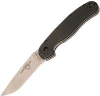 Ontario 8848 RAT Model 1 Folder Knife, Satin Blade, Plain Edge, Black Handle, AUS-8 blade with a full flat grind and is .120" thick, 6" black Nylon 6 handle (ergonomic), Opens with one hand using a reversible thumb stud, 8.620" in overall length and carries using a lanyard or its 4 way pocket clip, UPC 071721088486 (ONTARIO8848 ONTARIO-8848) 