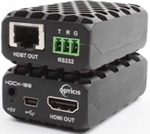 Opticis HDCX-100-RX HDBaseT Cat5e/Cat6 HDMI 2.0 + USB2.0 + RS-232 Extender Receiver; 100m (328feet) Maximum Distance; Support 4K@60Hz and HDMI2.0 Standard; 4K UHD (3,840X2,160) at 60Hz (YCbCr 4:2:0); Support HDCP1.4 / 2.2 Standard; Compact Design and Bracket Allows Easy Installation Even a Small Space (OPTICISHDCX100RX HDCX100RX HDCX100-RX HDCX-100RX)