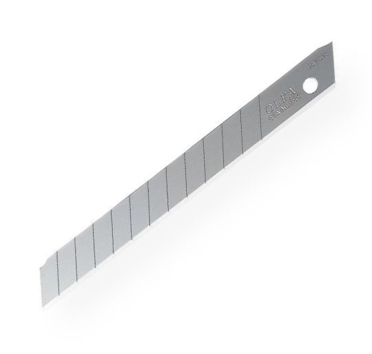 Olfa OR-AB10SB AB Snap-Off 9mm Stainless Steel Blades 10-Pack; 13-segment, 9mm snap-off stainless steel blade for working in wet environments, such as wallpaper installation; Made of stainless steel with a double-honed blade for unparalleled sharpness and superior edge retention; Exact 59 degrees edge angle optimizes cutting power and minimizes blade breakage; UPC 091511500493 (OLFAORAB10SB OLFA-ORAB10SB OLFA-OR-AB10SB OLFA/ORAB10SB ORAB10SB KNIFE TOOL)