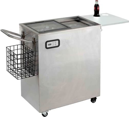 Avanti ORC2519SS Portable Outdoor Beverage Cooler, Stainless Steel with Glass Doors, 2.5 Cu. Ft. Capacity, Wrap Around Stainless Steel Cabinet & Handle, Digital Temperature Control with Display, Heavy Duty Casters for Easy Movement, Dual Sliding Glass Doors with Lock, Collapsible Serving Table, Convenient Bottle Opener on the Cabinet, UPC 079841025190 (ORC-2519SS ORC 2519SS ORC2519-SS ORC2519 SS)