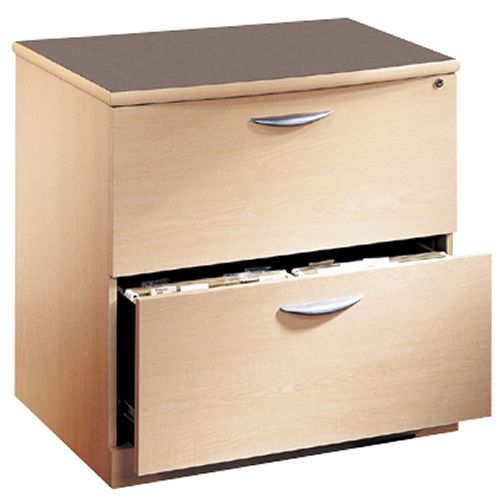 O'Sullivan 10154 Lateral File, Living Dimensions Collection, Finished in Hardrock Maple & Blackstone laminate, Two lockable drawers hold letter, legal or 4A file folders (OSU10154 OSU-10154 OSullivan)
