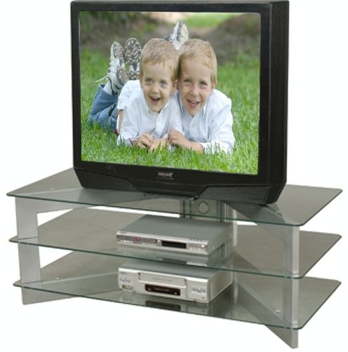 O'Sullivan 20062 TV/VCR Stand, Variant Collection, Finished in Aluminum and Glass; Holds all major brands of Plasma and LCD TV's up to 50