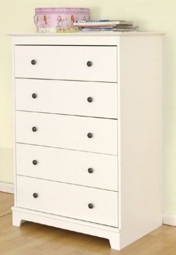 O'Sullivan 37374 Chest/Dresser 5 drawer, Litchfield Collection, Finished in White laminates, 5 drawers for storage (OSU37374 OSU-37374 OSU 37374 OSullivan) 
