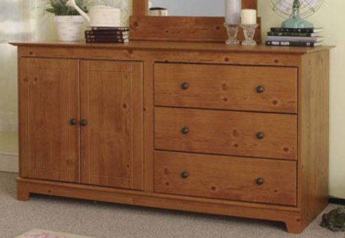 O'Sullivan 37391 Chest/Dresser, Litchfield Collection, Finished in Heartland pine laminates, 3 large drawers, Closed storage behind cabinet doors (OSU37391 OSU-37391 OSU 37391 OSullivan)