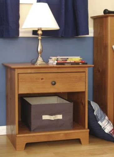 O'Sullivan 37398 Night Stand, Litchfield Collection, Finished in Heartland Pine laminates, 1 pull out drawer, Antique brass drawer pull (OSU37398 OSU-37398 OSU 37398 OSullivan) 