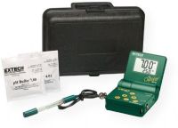 Extech OYSTER-15 Oyster Series pH/mV/Temp Meter Kit;; Includes Oyster-10, mini pH electrode, sample buffers (4 and 7pH) and carrying case; Large LCD built into adjustable "flip-up" cover displays pH or mV and Temperature simultaneously; Microprocessor based with splash proof housing and front panel tactile touch pad to slope and calibrate; Neckstrap for "hands-free" operation; UPC: 793950050156 (EXTECHOYSTER-5 EXTECH OYSTER-15 METER KIT) 