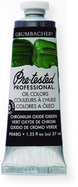 Grumbacher P048G Pre Tested Artists Oil Color Paint 37ml Chromium Oxide Green Opaque; The rich, creamy texture combined with a wide range of vibrant colors make these paints a favorite among instructors and professionals; Each color is comprised of pure pigments and refined linseed oil, tested several times throughout the manufacturing process; UPC 014173352903 (P048G GBP048GB OIL-P048G ARTISTS-P048G GRUMBACHERP048G GRUMBACHER-P048G)