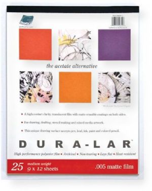 Grafix Matte Dura lar P05DM1924 Matte Film; .005" polyester film with a matte surface on two sides; This film accepts lead, ink, and colored pencil with ease and will erase cleanly; Great for stencil making and as a surface for mixed media artwork;  UPC 96701125784 (P05DM1924 P-05DM1924 P05DM-1924 GRAFIXP05DM1924 GRAFIX-P05MD1924 GRAFIXP05DM-1924) 