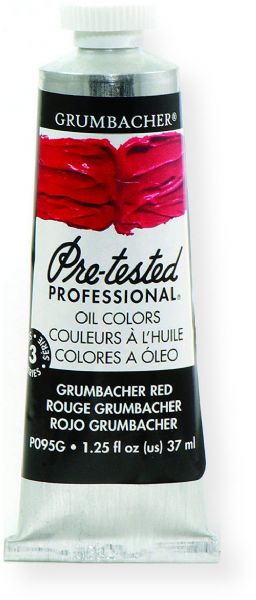 Grumbacher P095G Pre Tested Artists Oil Color Paint 37ml Grumbacher Red; The rich, creamy texture combined with a wide range of vibrant colors make these paints a favorite among instructors and professionals; Each color is comprised of pure pigments and refined linseed oil, tested several times throughout the manufacturing process; UPC 014173353092 (P095G GBP095GB OIL-P095G ARTISTS-P095G GRUMBACHERP095G GRUMBACHER-P095G)