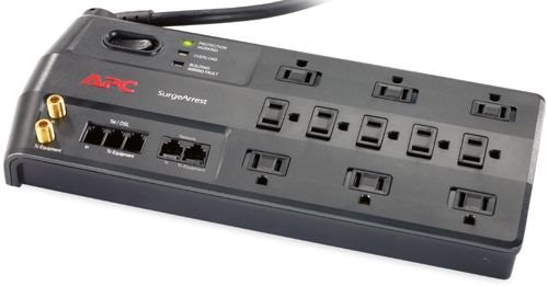 APC American Power Conversion P11VNT3 Performance SurgeArrest 11 Outlets with Tel2/Splitter, Surge energy rating 2030 Joules, eP Joule Rating 3400, EMI/RFI Noise rejection (100 kHz to 10 mHz) 70 dB, Coax and Ethernet Jacks, 120V, 180 degree Rotating Cord Retainer, Adjustable Cable Management (P11-VNT3 P11 VNT3 P11V-NT3 P11VNT)