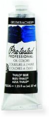 Grumbacher P203G Pre Tested Artists Oil Color Paint 37ml Phthalo Blue; The rich, creamy texture combined with a wide range of vibrant colors make these paints a favorite among instructors and professionals; Each color is comprised of pure pigments and refined linseed oil, tested several times throughout the manufacturing process; UPC 014173353382 (P203G GBP203GB OIL-P203G ARTISTS-P203G GRUMBACHERP203G GRUMBACHER-P203G) 