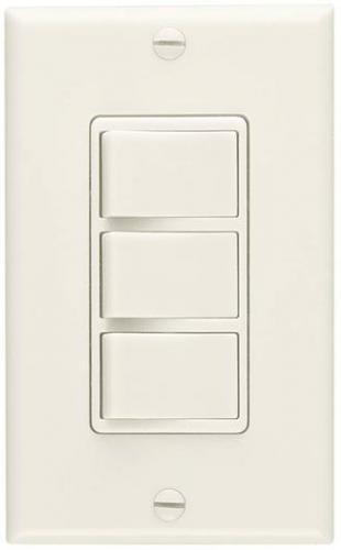Broan P66V 3-Function Control. Fits single gang opening Wall Control; Three independent, 120V, 15 amp rocker switches (20 amp total); Fits single-gang opening; Blister pack; For all Broan heaters and fans within amp ratings; UPC 026715038374 (P66V P66V P66V)