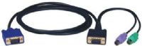 Tripp Lite P750-010 KVM Switch Cable, 10 ft Cable Length, 4 Number of Connectors, Copper Conductor, Foil and braid shielded Insulation, 1 x 15-pin D-Sub (HD-15) Male, 2 x 6-pin mini-DIN (PS/2) Male and 1 x 15-pin D-Sub (HD-15) Male Connector Details, For use with B004-008 Tripp Lite KVM Switch (P750 010 P750010 P750 010) 