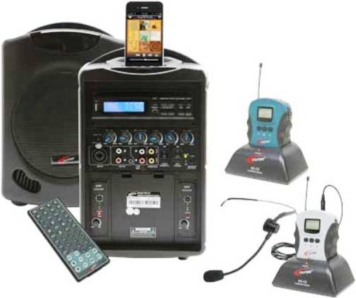 Califone PA419-WS iPod Wireless PA System Package, Includes PA419 iPod Wireless Portable PA System and WS-CK1 Wireless Upgrade Package, Care-free portability with a built-in handle, iPhone and iPod docking station also charges while playing music, DVD/CD player including USB port for added connectability, UPC 610356831311 (PA419WS PA419 WS PA-419-WS PA 419-WS)