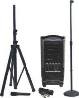Califone PA919B Portable Audio Basic PowerPro Package, Includes: (1) PA919, (1) TP-50 Tripod, (1) PADM-515 Wired XLR Mic, (1) RC-300 Remote Control, (1) K-201-1 Mic Floorstand and (1) K-415 Mic holder, Up to 300’ wireless transmission to its wireless companion speaker, 90 Watt RMS power amplifier, Two built-in 16-channel selectable UHF wireless mic receivers, UPC 610356830086 (PA-919B PA 919B PA919-B PA919) 